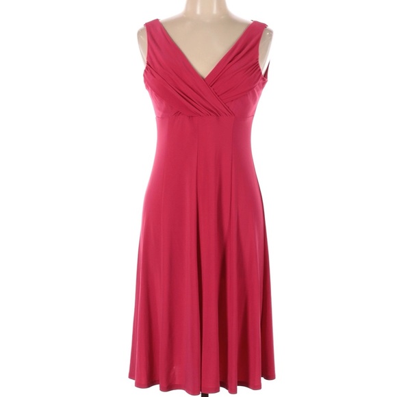 Jones Wear Sleeveless V-Neck Midi Dress Pink Sz 8 - Picture 1 of 9
